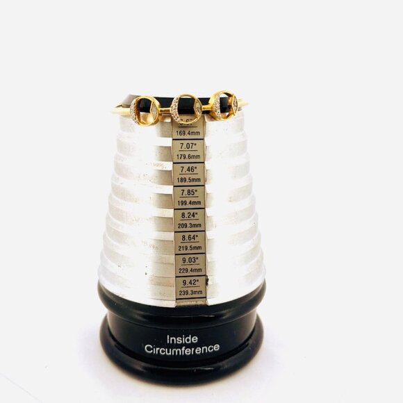 Cove Gold Over Sterling Silver 925 Open Cuff Bangle Bracelet, CZ & Glass, 6.5", - Picture 8 of 13